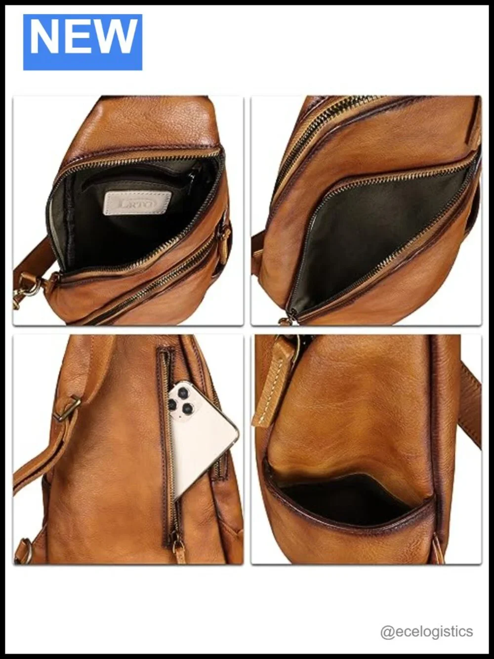 Genuine Leather Sling Bag Crossbody Backpack Shoulder Purse